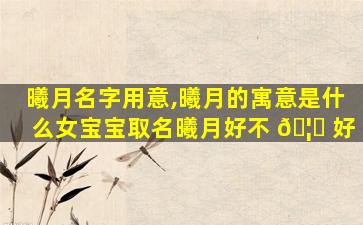 曦月名字用意,曦月的寓意是什么女宝宝取名曦月好不 🦉 好